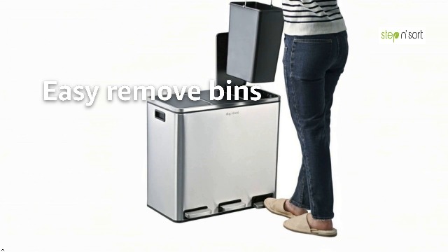 The Step N' Sort, 3 x 18L, 3-Compartment Trash and Recycling Bin